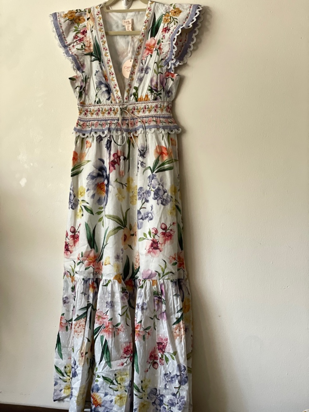 NEW Viral Camila Summer Garden Party Floral Maxi Dress Cotton Scallop Smocked - Picture 13 of 16